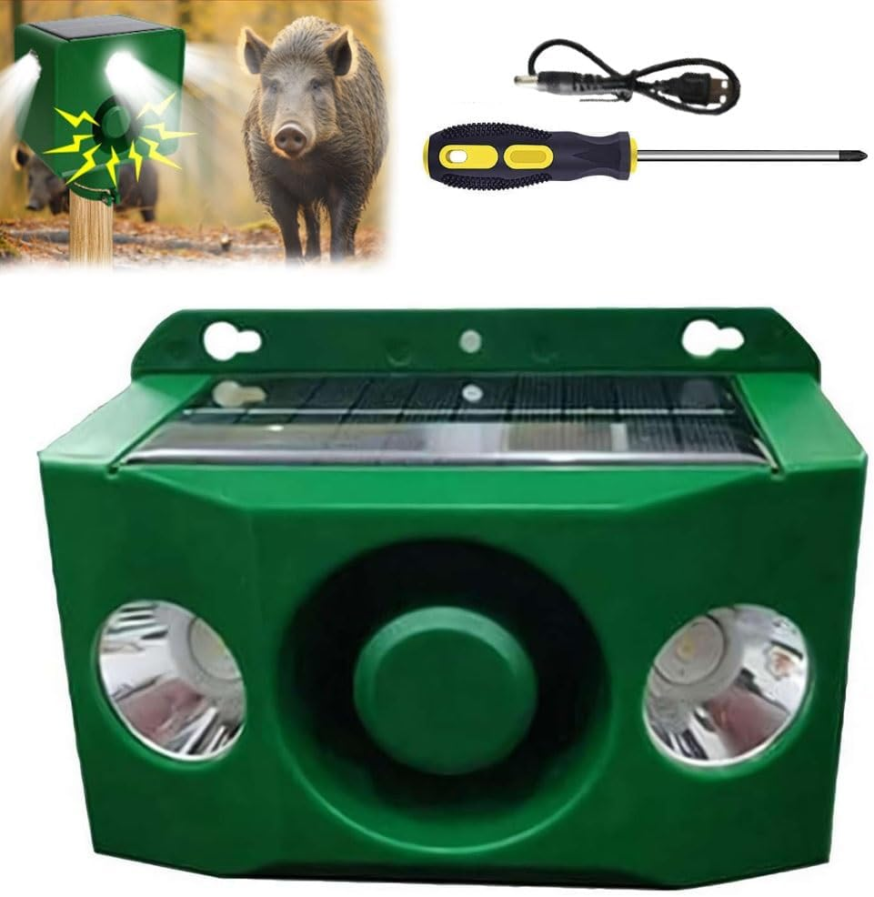 Beast Repellent Solar Warning Lights with Loud Volume,Solar Animal Repellent Alarm,Solars Lights Outdoor,Solars Security with Loud Volume for Orchard Farm Barn Yard(2 Spotlights) image number 3