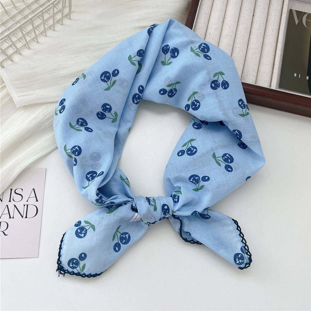 Pemilosci 2 Pack Large Cotton Bandana Headband, Head Wrap, Protective Coverage, Hair Neck Scarf for Women 28 X 28 Inch - Css001 - Grapes  Bird image number 2