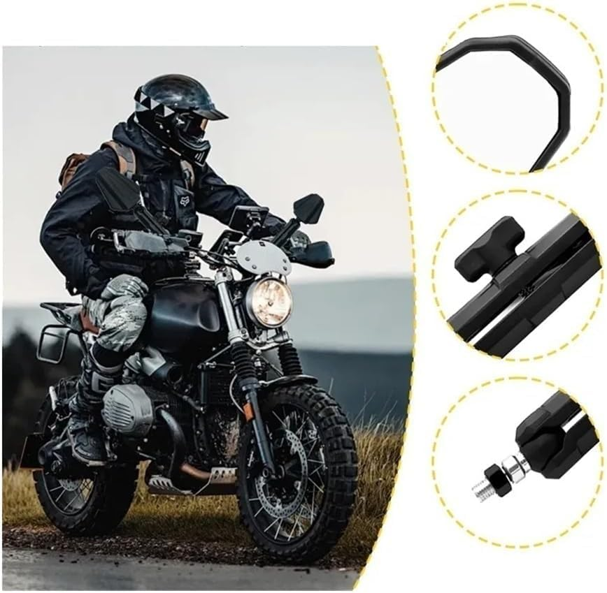 Universal Motorcycle Mirror, Upgraded 2X Motorbike Side Mirror Set, Adjustable Double Roller ATV Mirror, Universal 7/8" Handlebar Rear View Mirrors, for Street Bikes Cruisers Moped Dirt Bike (Black) ﻿ image number 5