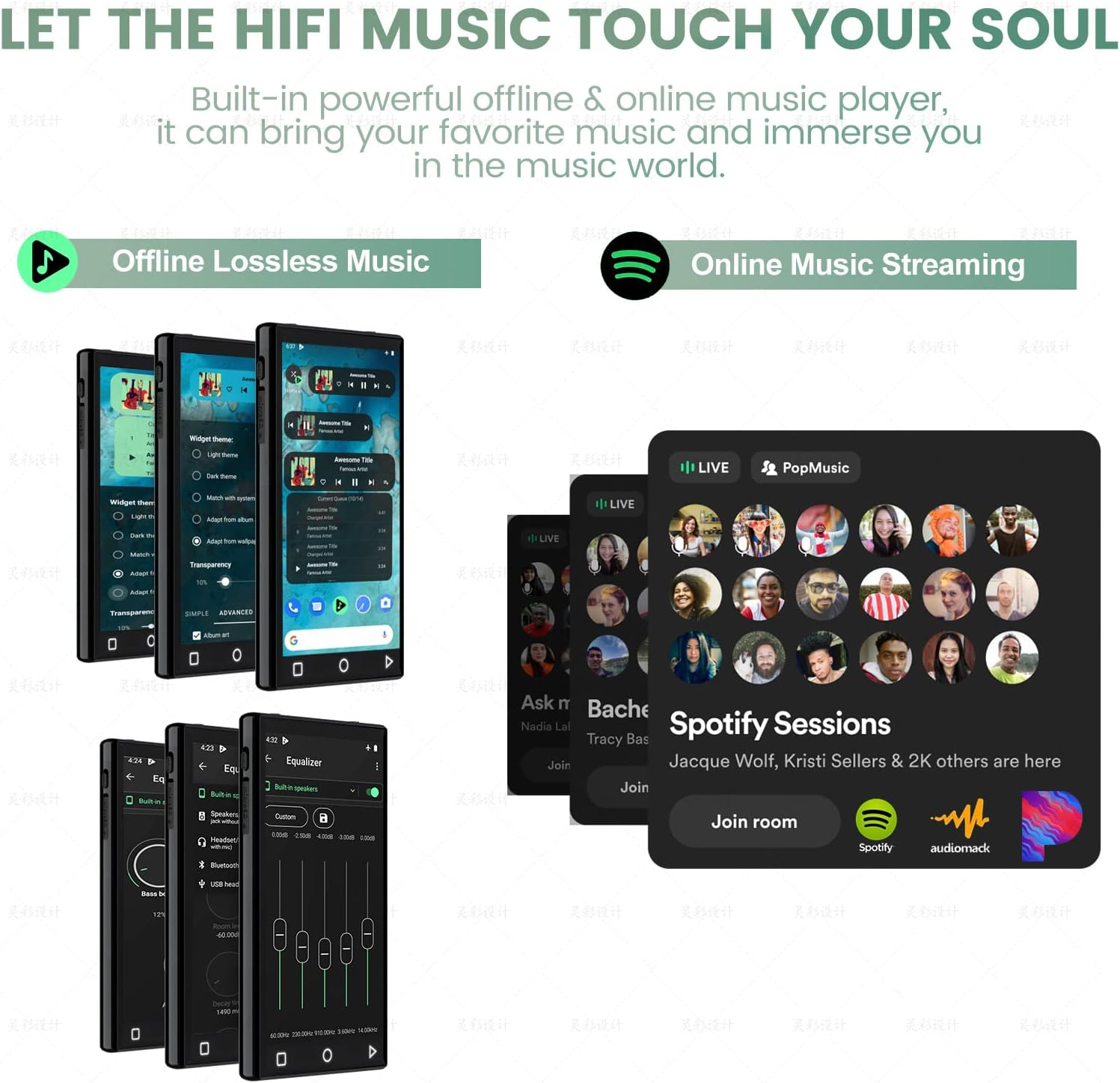 144GB MP3 Player with Bluetooth and Wifi,4.3" 1080P Full Touch Screen MP4 Player with Spotify,Portable Hifi Sound MP3 Player,Android 9.0 MTK 8 Core Music Player Support Online Music