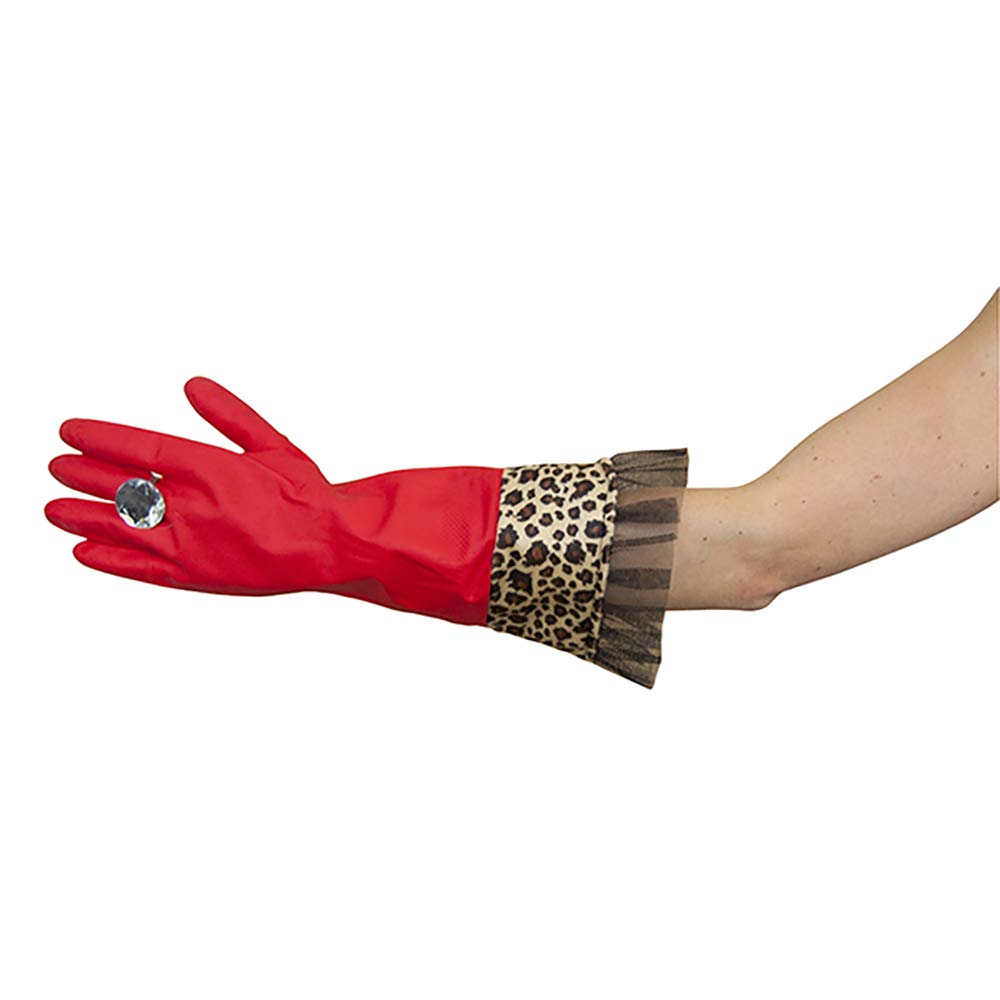 Diabolical Gifts DP0988 Red Leopard Washing up Gloves