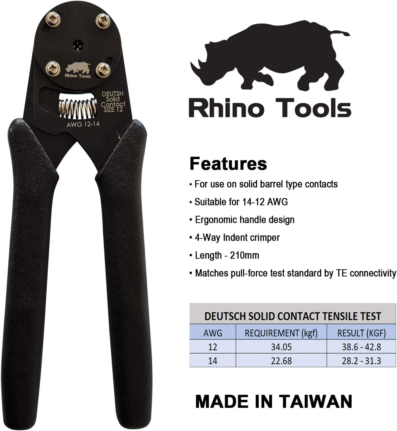 Ratchet Crimping Tool for Size 12 Deutsch DTP Closed Barrel Terminal Connectors image number 1