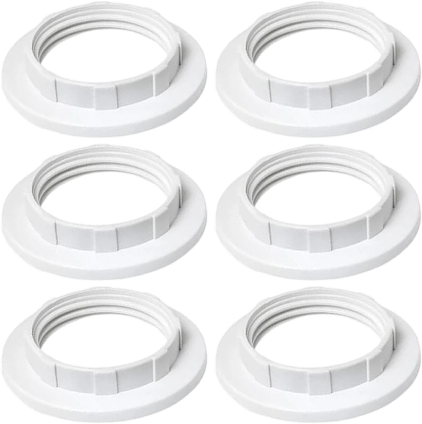 Shengquanhao 6 Pieces E26 E27 Lamp Base Shade Rings Lampshade Rings Thread Reducer Accessories Retaining for Pendant Lights, White PP
