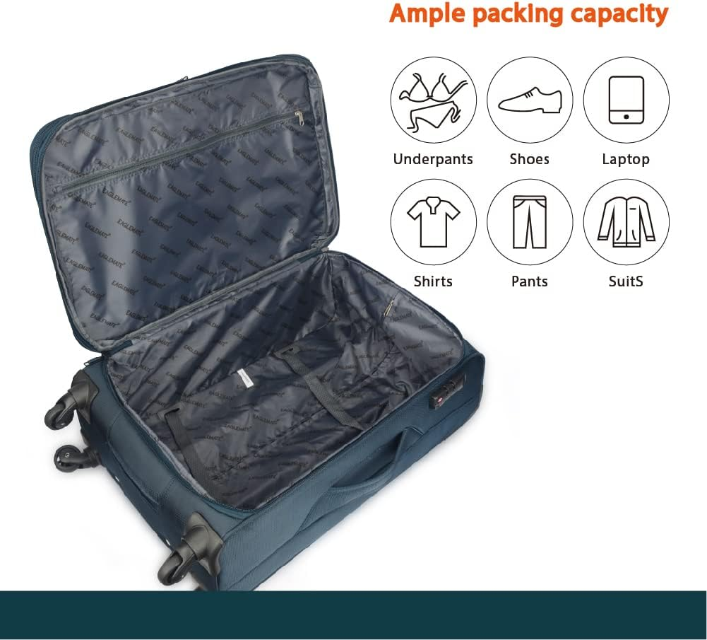 3 Piece Lightweight Soft Luggage Suitcase Set &ndash; Durable, Expandable, 360&deg; Spinner Wheels, Soft Touch Exterior, TSA Lock for Secure Travel - Green image number 7