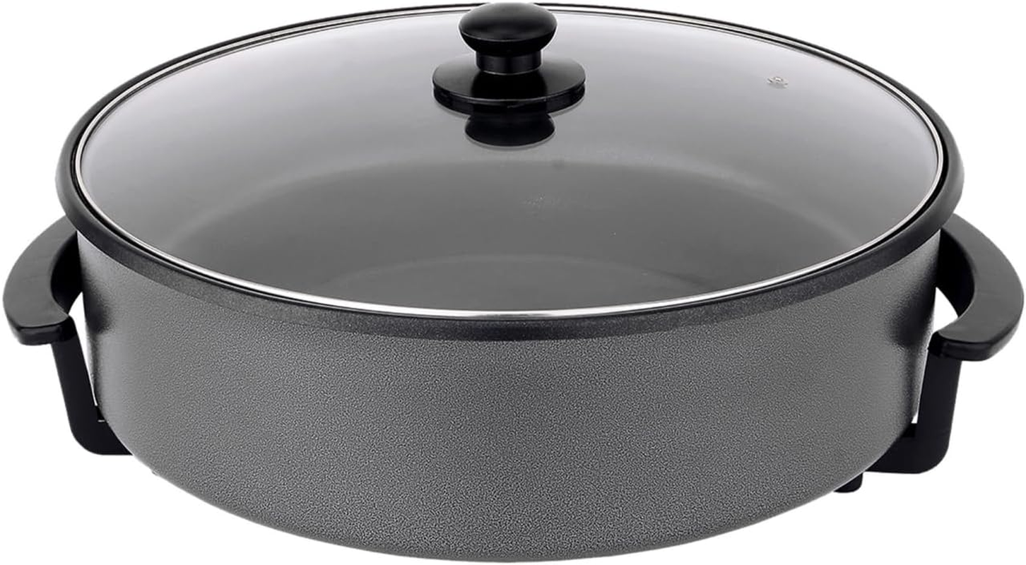 Healthy Choice 38CM Electric Kitchen Skillet with Nonstick Coated Grill Pan & Glass Lid Cover, Indoor Countertop Cooking Pan with Temperature Control & Handle Compact Easy Clean image number 3