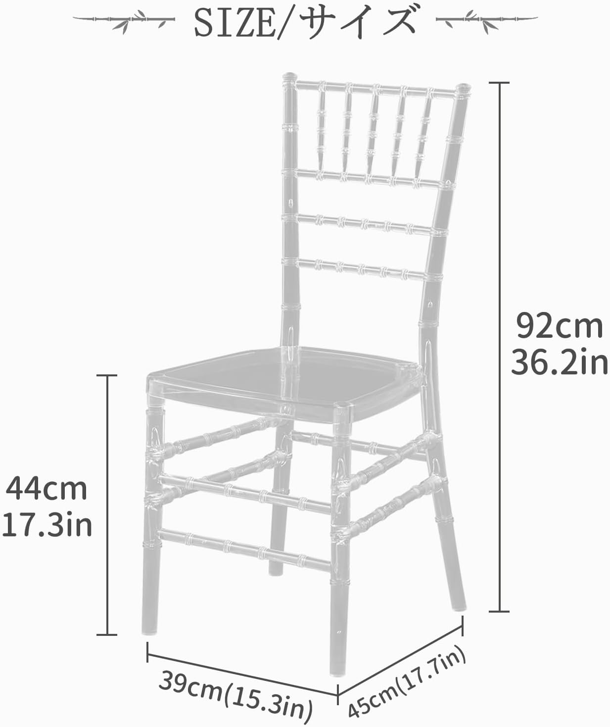 BOOSDEN Clear Chiavari Chairs, Transparent Acrylic Plastic Chair, Accent Armless Dining Chairs, Sturdy Chiavari Chair for Kitchen, Party, Event, Wedding, Banquet, Rental Business - Clear-2 Pack image number 7