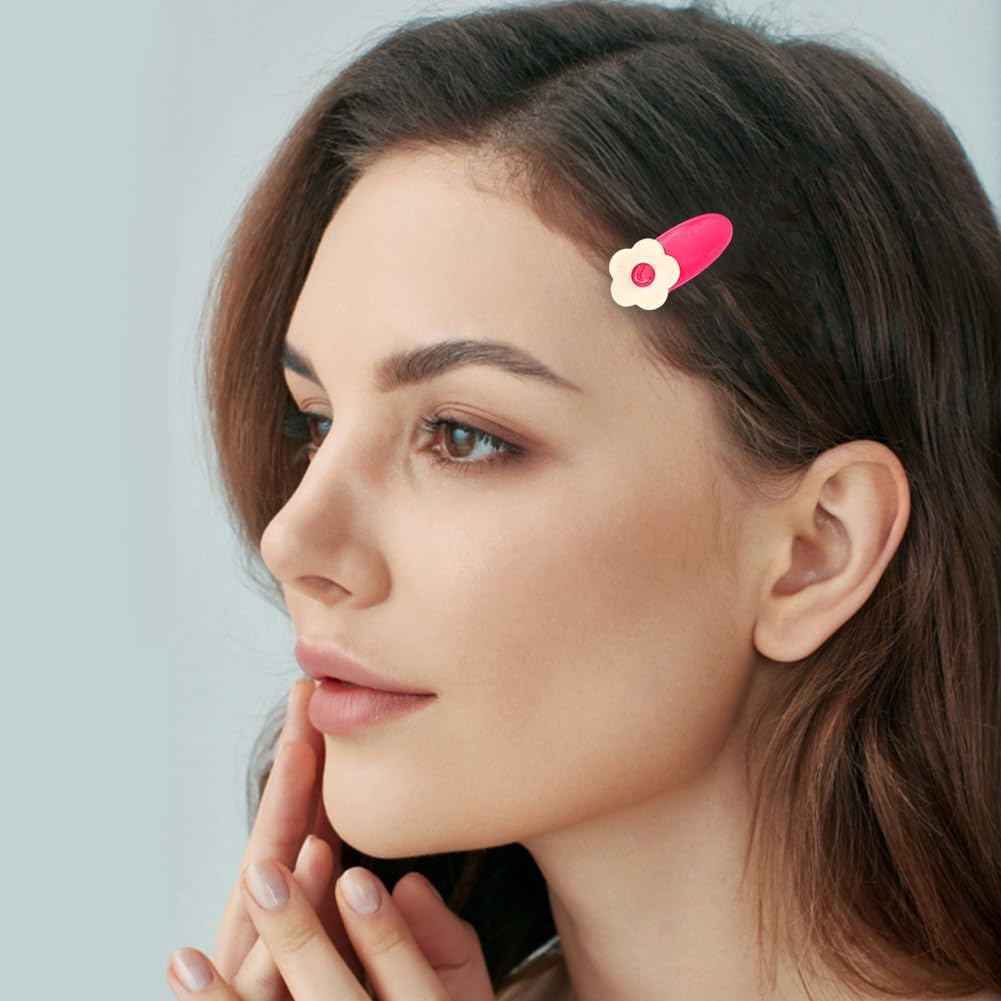 SOFPLATE Pack of 24 Kawaii Hair Clips, Aesthetic Hair Clips, Pink Bow, Alloy, Colourful, Star, Flowers, Elegant Decorative Iron Alligator Headpiece, Bobby Pins, Accessories for Long Short Party image number 6