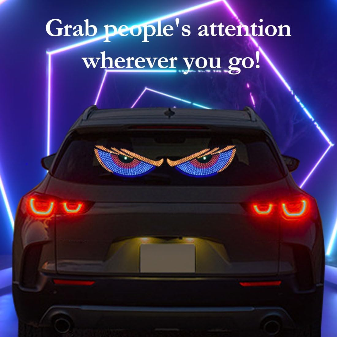 Devil Eyes Light for Cars,Led Eyes for Car,4.7In X 11.8In,Windshield Eyes Animated Led,Dynamic Personalized Big Eye Lights for Car Windshield - Red Yellow Blue image number 5