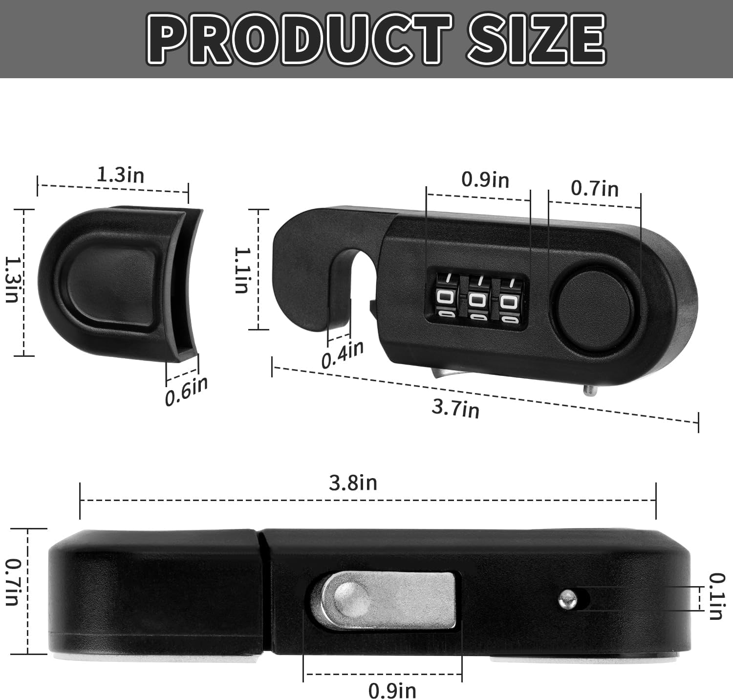 Cabinet Locks Baby Proofing 4 Pack Fridge Locks for Kids Child Proof Combination Freezer Door Lock for Knob Toddlers Kids Adults Safety Latches, No Tools or Drilling Need - Black