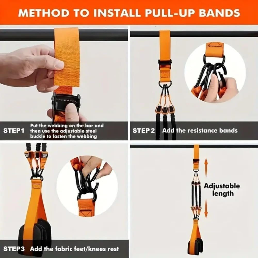 Adjustable Heavy Duty Resistance Bands - 3 Bands for Pull up Assistance Gym image number 3