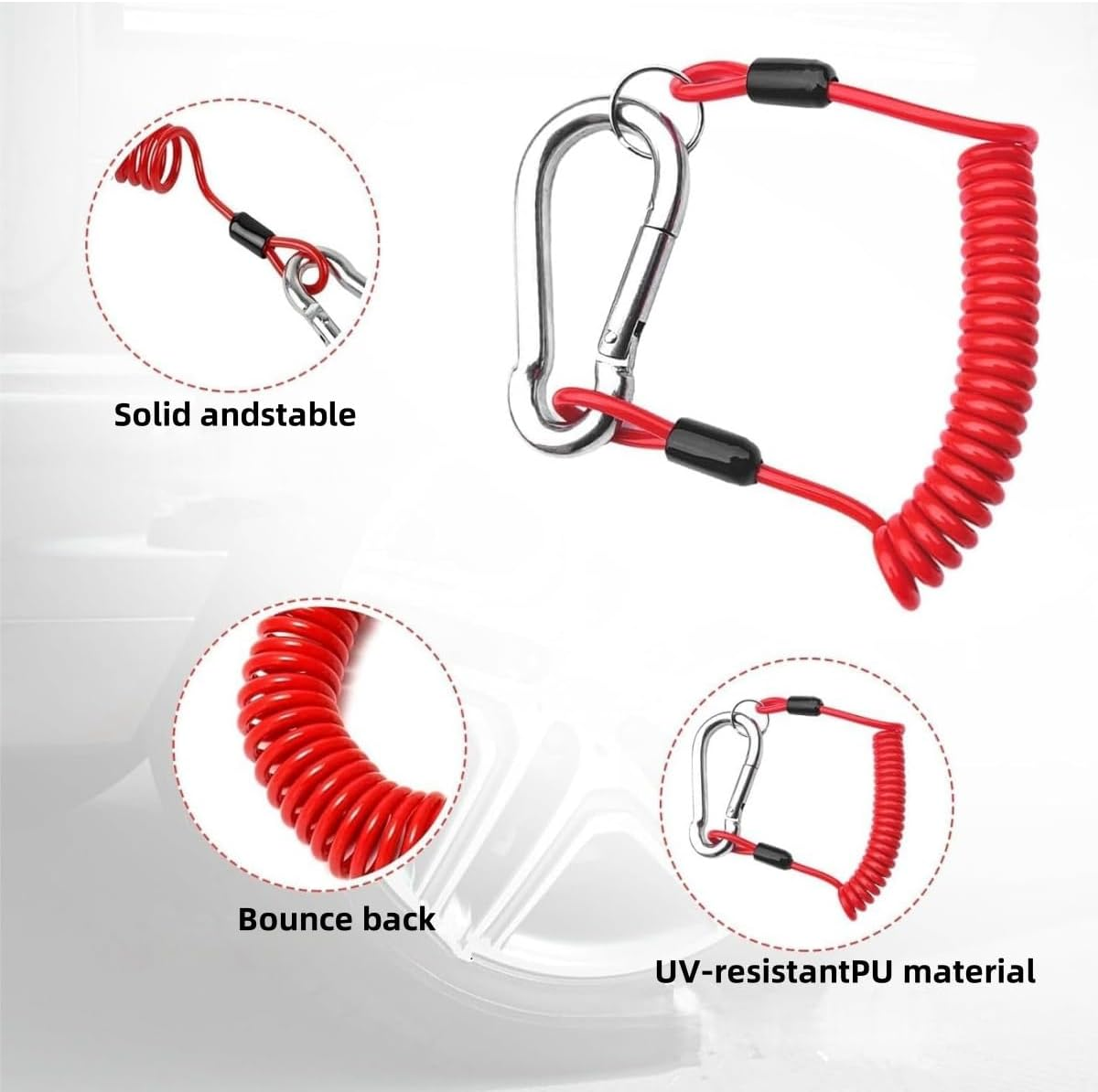 6 Ft Breakaway Trailer Cable, Trailer Brake Safety Cable Spring Towing Coiled Wire, for RV Trailer Emergency image number 4