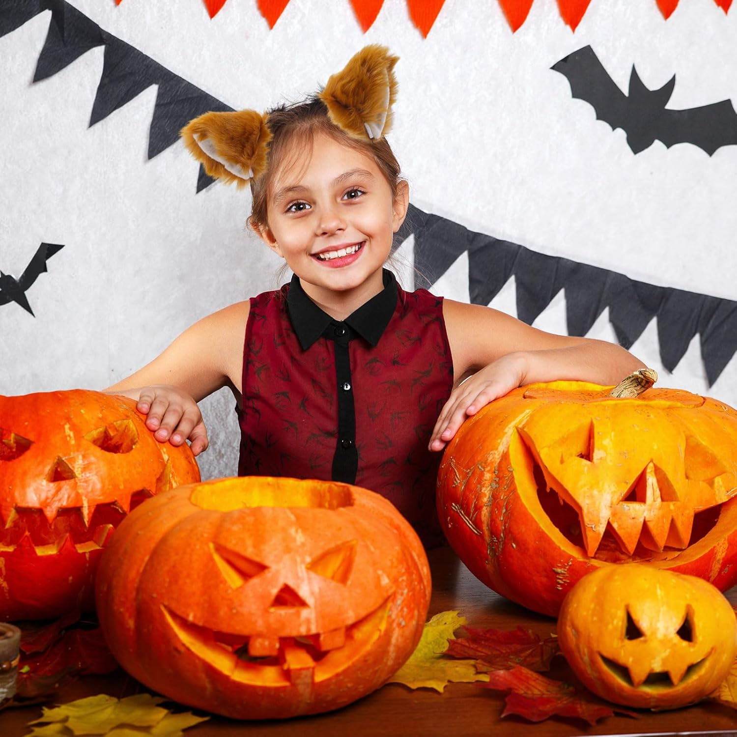 2 Pieces Fox Costume Headband with Fox Ears Animal Costume for Costumes Fox Cosplay Halloween Accessories Costume Stage Show (Brown) image number 2