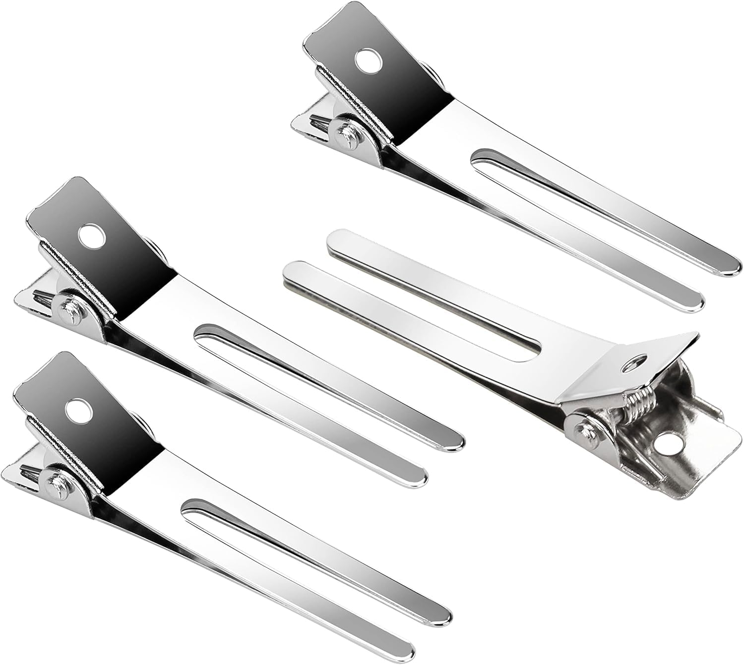 50Pcs Double Prong Curl Clips 1.8 Inch Silver Metal Hair Clips for Styling, Pin Curl Duck Bill Alligator Clips for Hair Sectioning and Salon Use, Haheihei image number 5