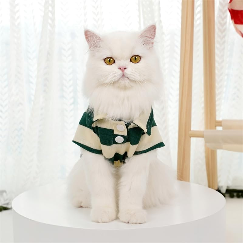 Dog Shirt Collared Summer Polo Dog T-Shirts for Dog Cats Clothes Breathable Cute Sweatshirt Pet Cool Clothes for Small Dog (Green, S) image number 1
