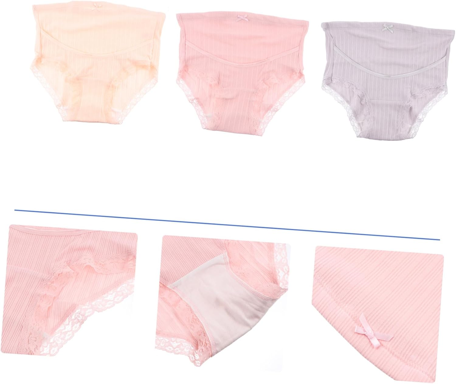 3Pcs Cotton Maternity High Waist Panties Adjustable Pregnant Women Underwear Lightweight Breathable Soft Splice Briefs for Summer Bump Support image number 1