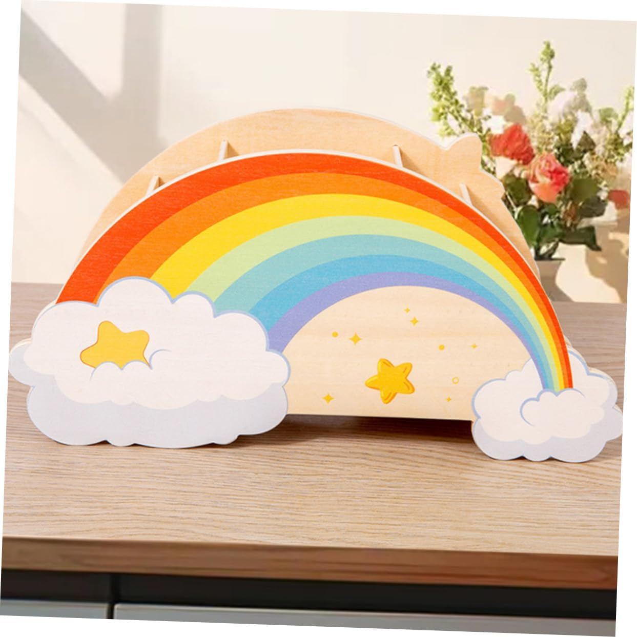 ARTIBETTER Rainbow Wooden Pen Holder Pencil Organizer for Boys and Girls Classroom School Makeup Brush Storage Cute Desktop Stationery Organizer image number 1