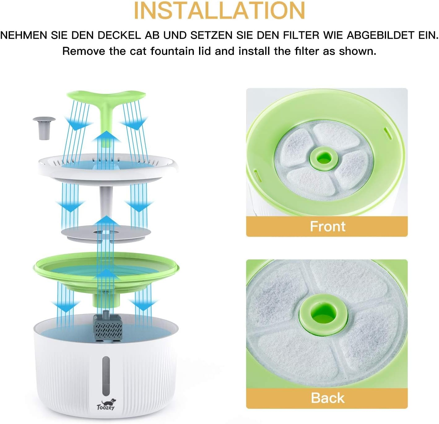 Toozey Cat Water Filter, 6 Cat Fountain Filters, Water Fountain for Cat Filter, Filters Contains Active Carbon and Ion Exchange Resin image number 3