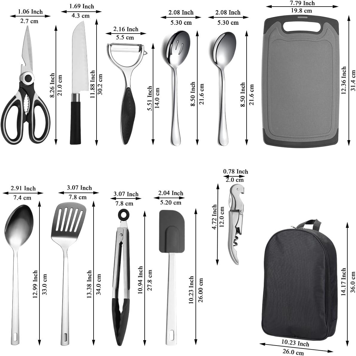 Camping Essentials, Evanda Camping Cooking Utensils, Travel Essentials, Portable Camping Kitchen Utensil Set for Travel, Picnics, Rvs, Camping, Bbqs, Parties image number 2