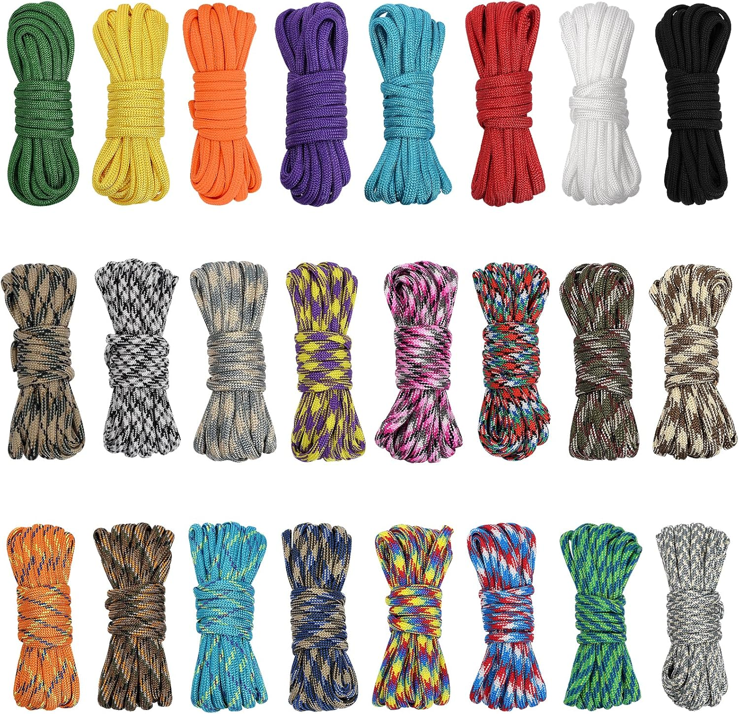 24 Colors 10 Feet Paracord Cord Multifunction Paracord Ropes 550Lb Survival Paracord Random Combo Crafting Kit, for Making Lanyard, Bracelet, Dog Collar, Idea for Gift image number 5