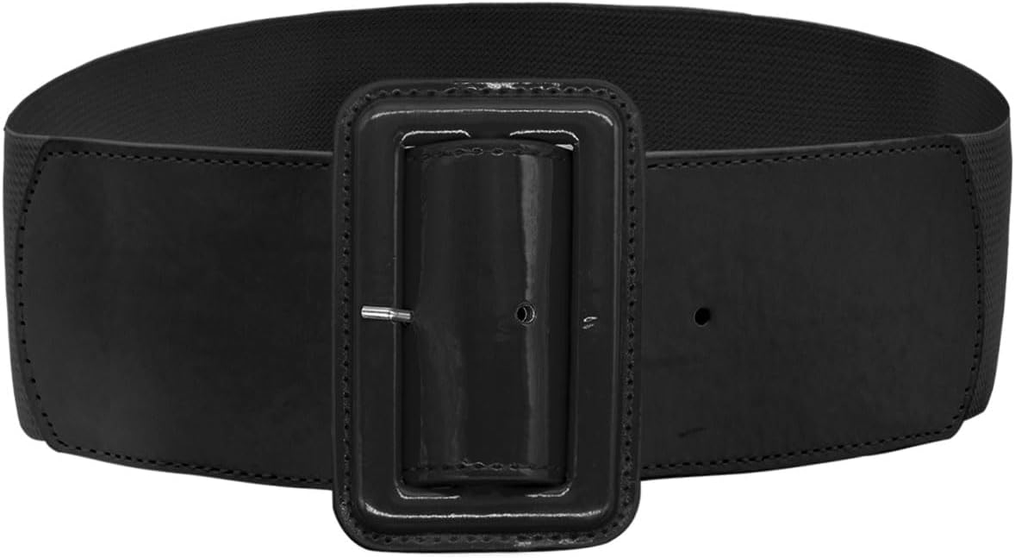 LJCZKA Women Wide Stretchy Belt Adjustable Vintage Elastic Waist Belt for Dresses with Square Buckle