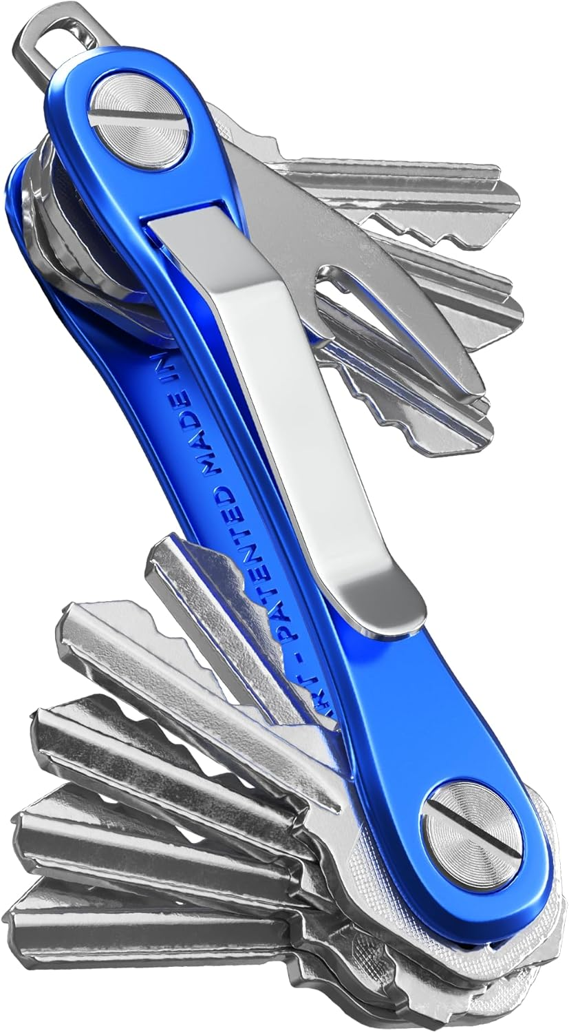 Keysmart Rugged - Multi-Tool Key Holder with Bottle Opener and Pocket Clip (Up to 14 Keys, Red)