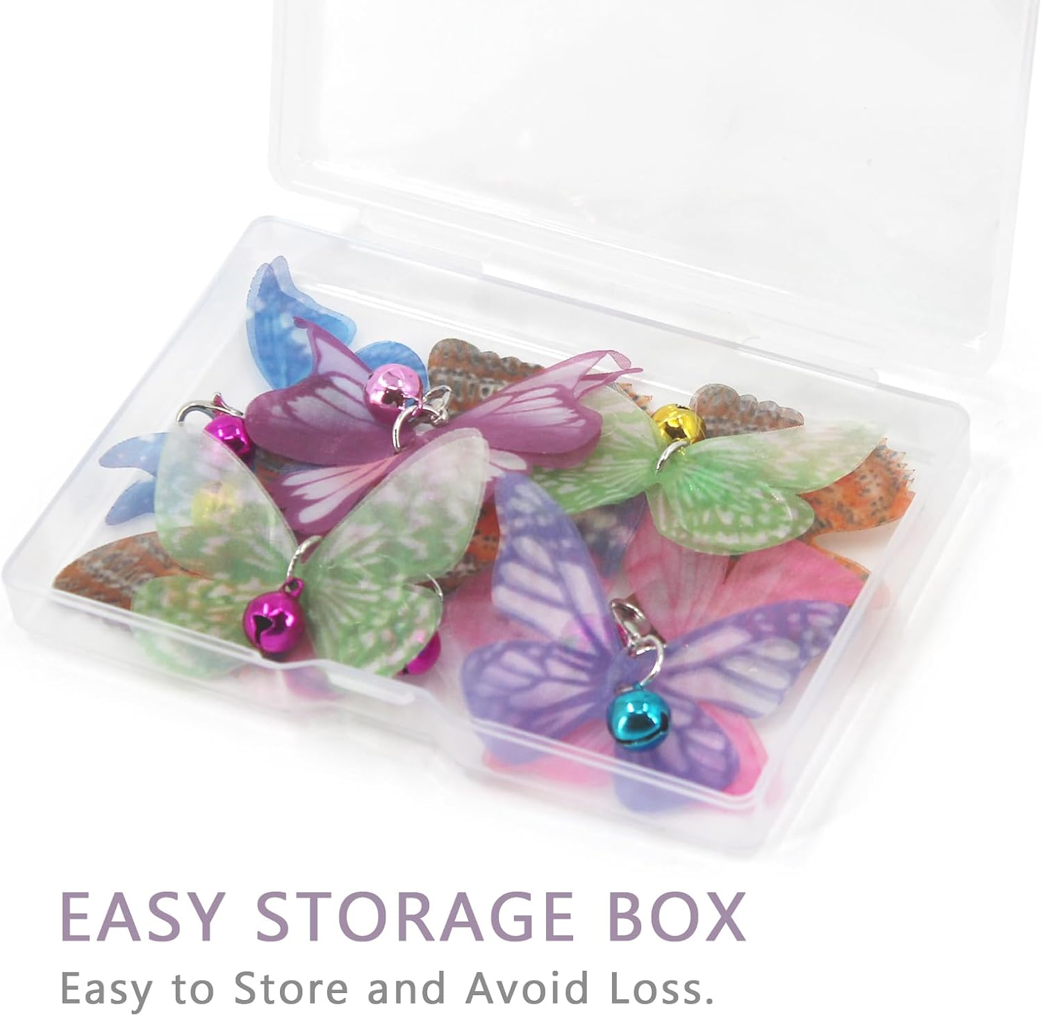 SONGWAY Cat Butterfly Toys Replacement - 10 Pcs Butterfly Cat Toy Refills, Teaser Wand Toy with Bell for Indoor Cats Kittens