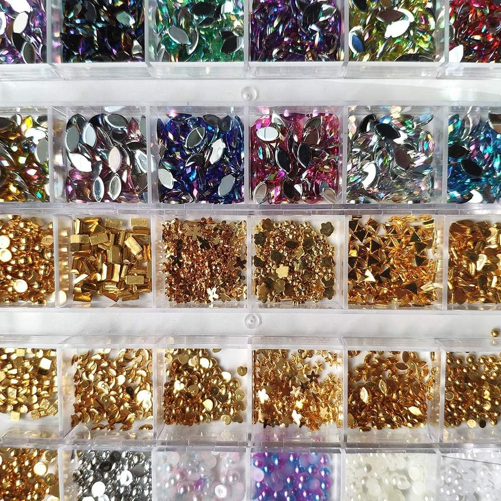 5 Boxes Nail Art Rhinestones Diamond Stone Rhinestones Face Decoration Gems Crystals Rhinestone Horse Eye Stone Nail image number 3