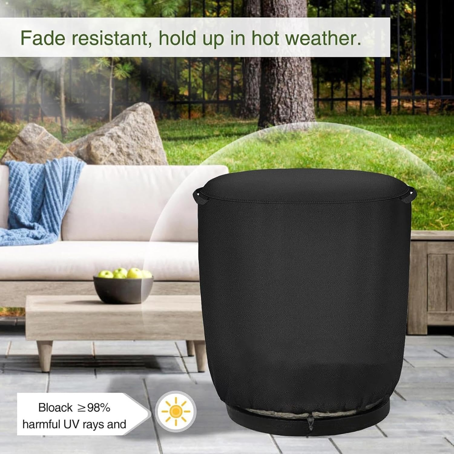 Fire Pit Cover - Waterproof Outdoor Tall Fire Pit Cover | round Blanket for Heater Insulation Propane Grill Mantel Garden Lawn image number 5