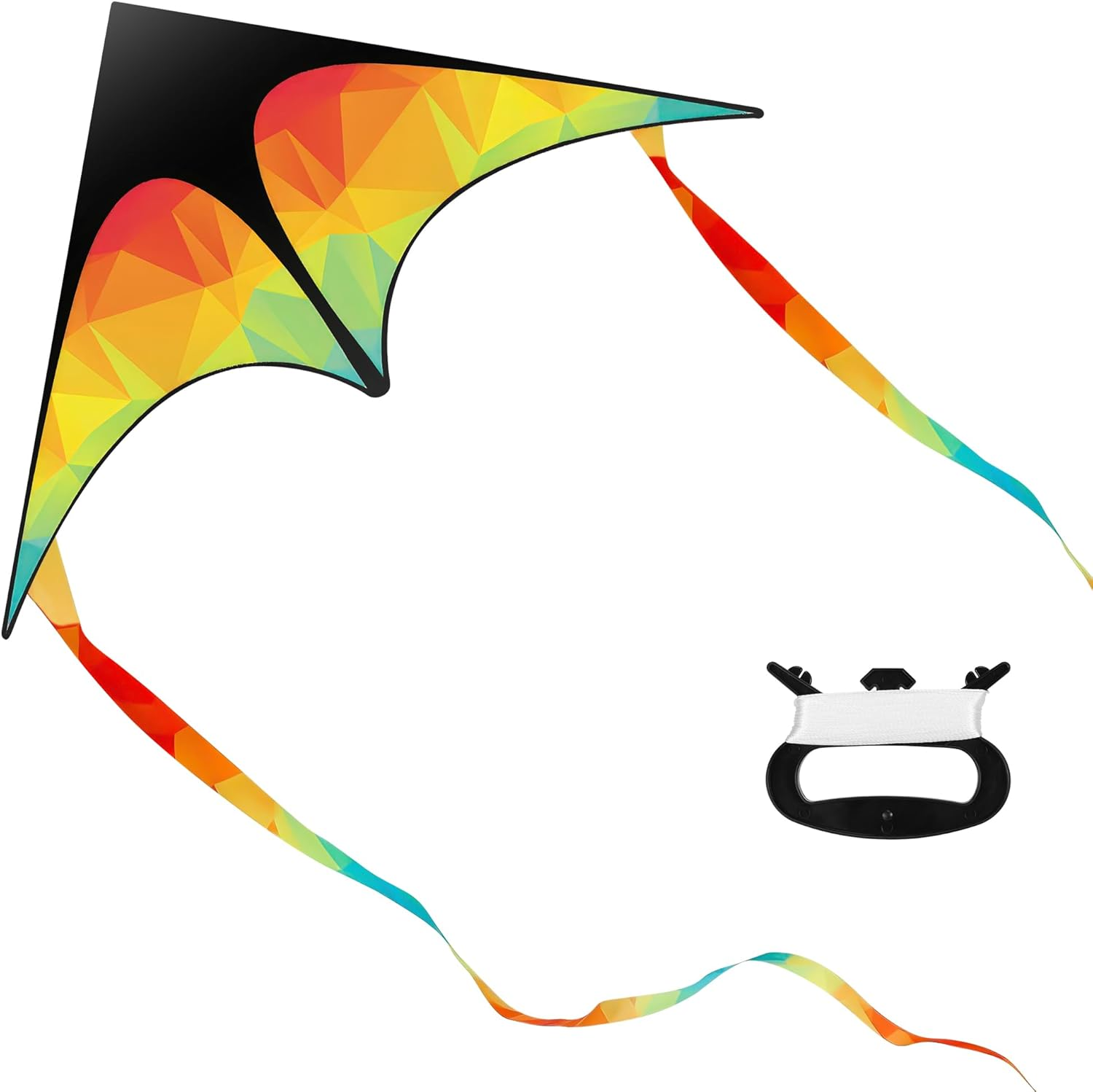 Zocipro Large Colourful Delta Kite Children, 125 X 65 Cm Single Line Flight Kite with 50 M Cord, Lightweight Children'S Kite for Jumping Kite, Kite for Beginners and Outdoor Beach Games image number 3