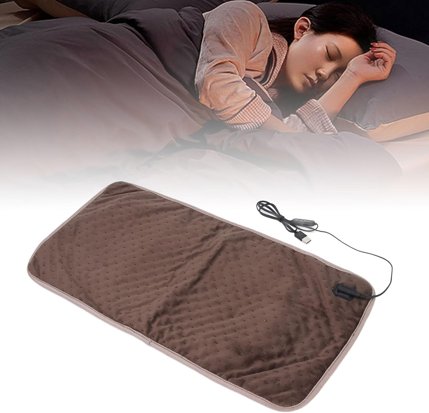 USB Heating Pad, 3 Heat Settings Electric Heated Pad, Portable 5V Electric Heated Blanket Pad for Neck, Back, Shoulders Pain Relief, Gifts for Women, 11.8X23.6Inch image number 3