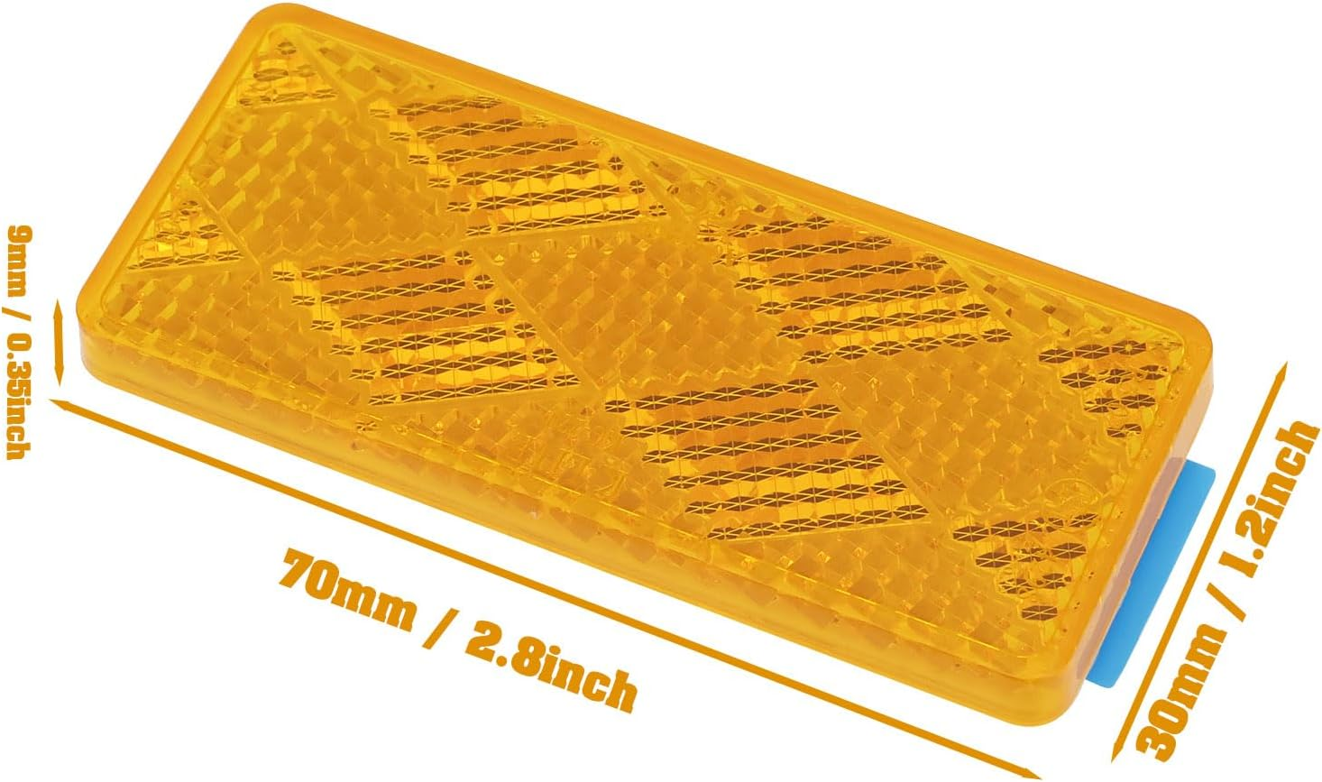 Emsea 4Pcs Rectangula Self Adhesive Reflectors 70 X 30Mm Safety Reflectors with Adhesive for Vehicle Truck Camper Cargo Orange image number 5