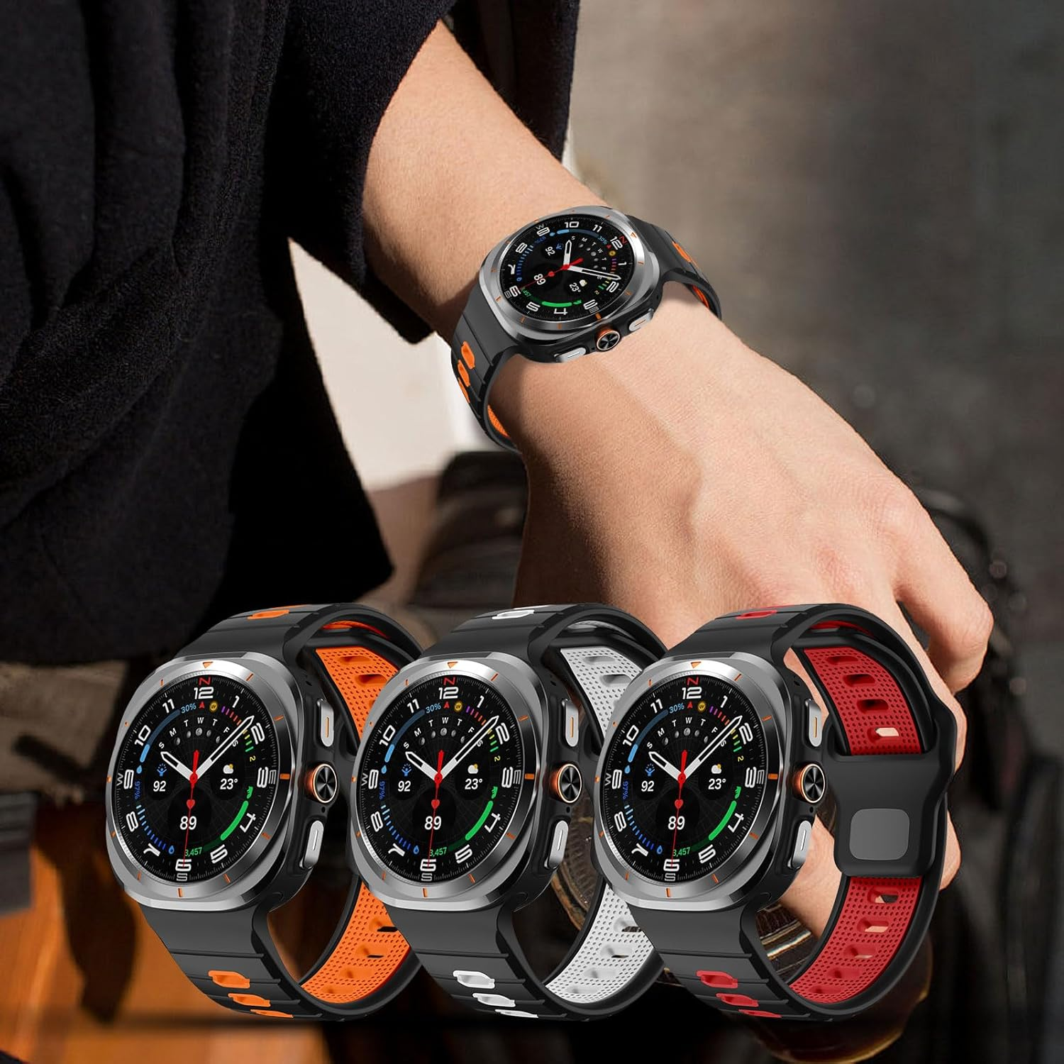 Compatible with Samsung Galaxy Watch Ultra Band 47 Mm Silicone Strap for Galaxy Ultra Watch Bracelets 2025 2024 - Black image number 1