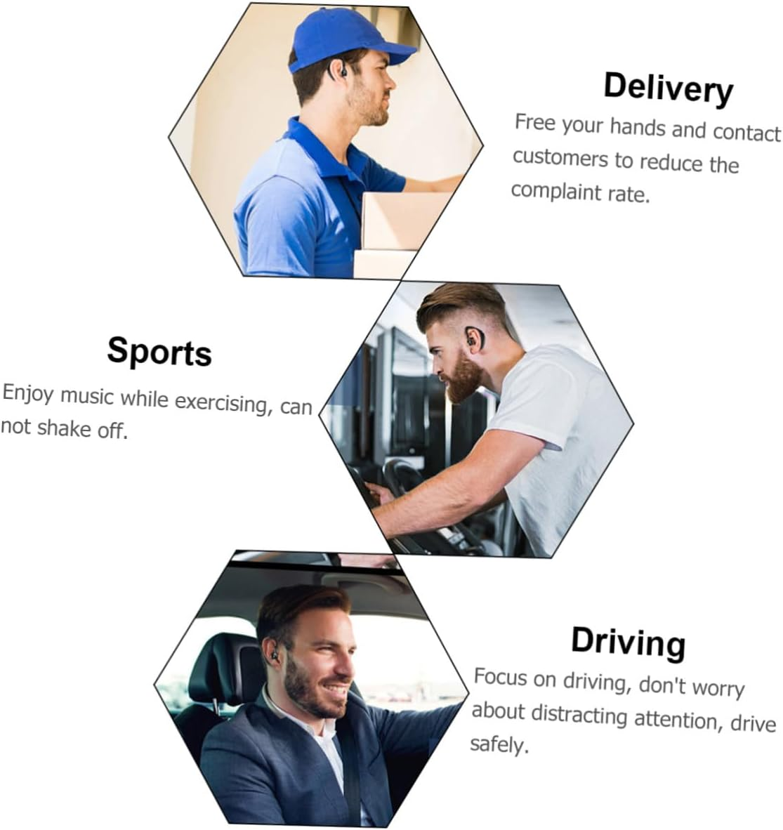 Operitacx Long Battery Life TWS Wireless Earphone Lightweight Driving Earpiece with Mic Workout Compatible Headset for Running and Exercise Black image number 6