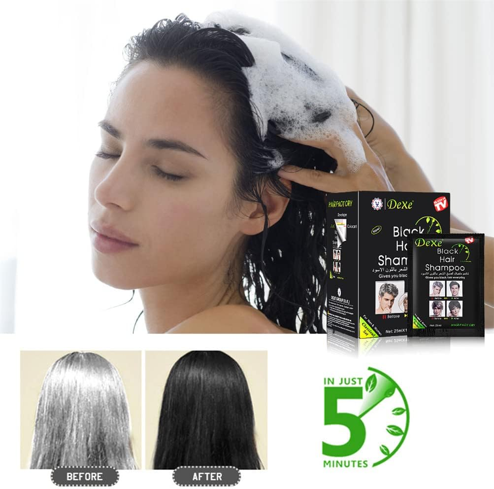 30 PCS Black Hair Shampoo 5 Mins Dye Hair into Black Herb Natural Faster Black Hair Restore Colorant Shampoo Treatment Restore Hair Shine, and Reduce Frizz, Regain Youth for Your Hair image number 2