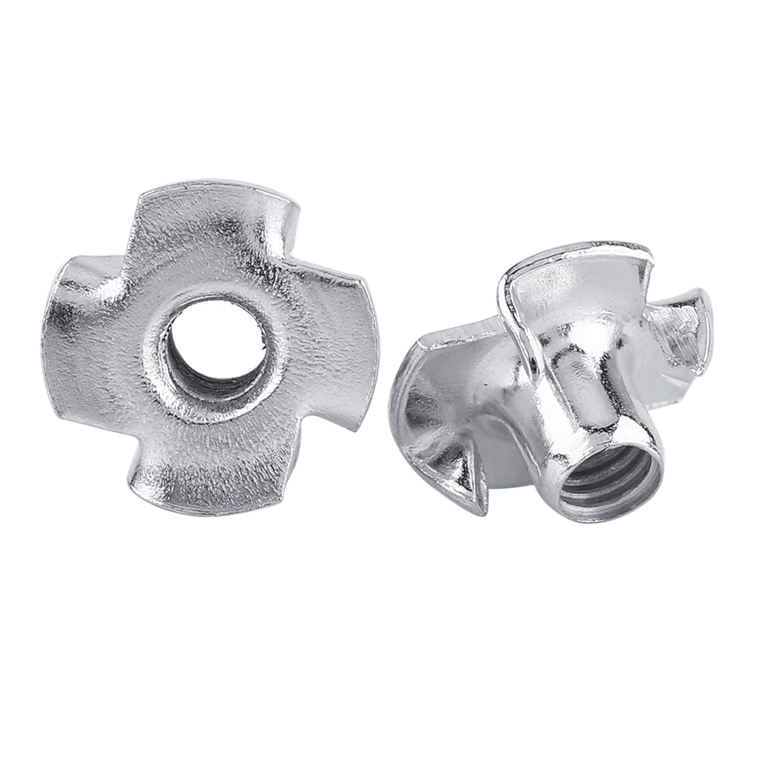 M3-M8 T Nuts Set,Zinc Plated Carbon Steel T Nut Four-Pronged Tee Nuts for Woodworking Furniture (M6 (50 Pcs/Pack))