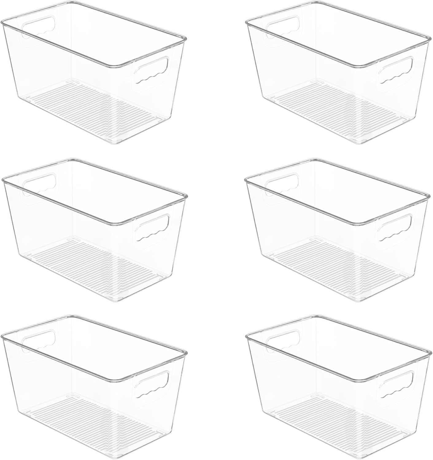 Vtopmart Clear Plastic Storage Bins, 6 PCS Pantry Organizer Bins with Handle for Refrigerator, Fridge, Cabinet, Kitchen, Countertops, Cupboard, Freezer Organization,Medium image number 2