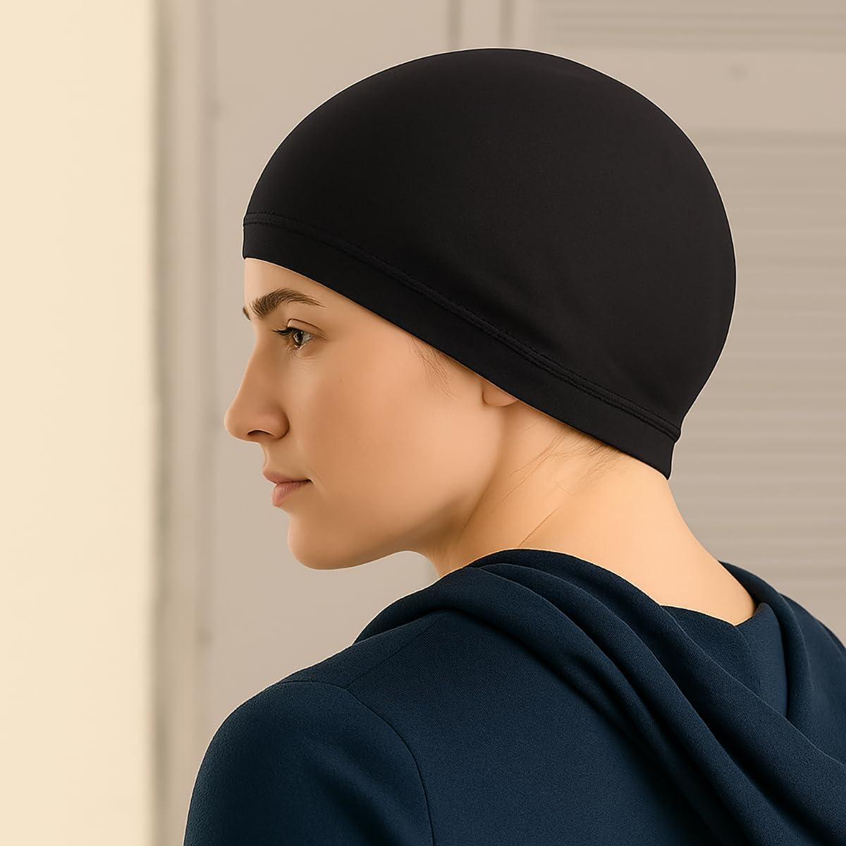 Cooling Skull Caps Summer Windproof Sun-Proof Breathable, Not Stuffy Running Beanie for Men Women Helmet Liner Black image number 3