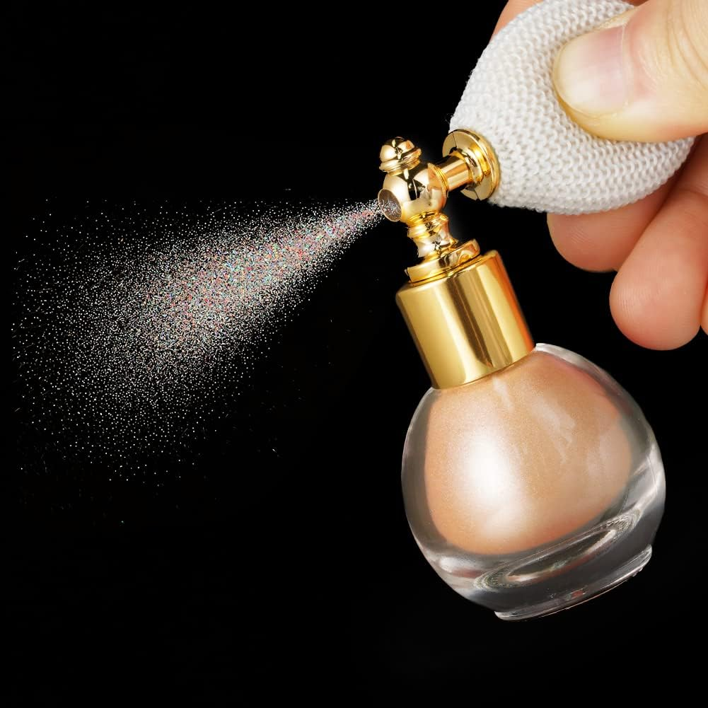 AOOWU Glitter Spray for Face, Body and Hair - Makeup Sparkle Powder Cosmetic Shimmer Highlighter for Christmas Rave Party (Champagne) - Light Gold image number 3