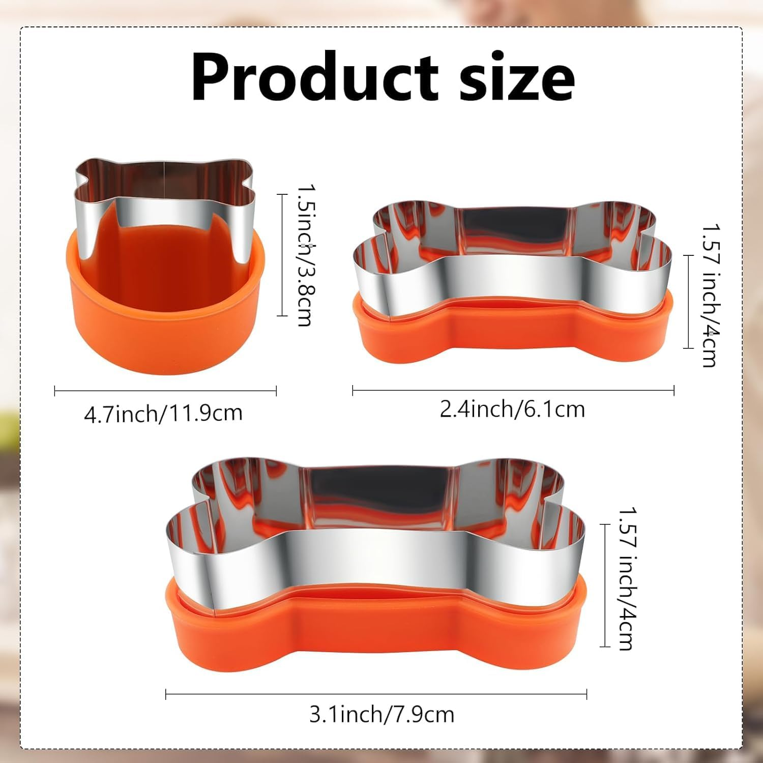 Cozioz 3-Piece Dog Cookie Cutter Set - Includes Dog, Bone, and Paw Print Shapes in 3 Different Sizes - Stainless Steel Cutters for Homemade Treats, Cakes, and Cookies image number 6