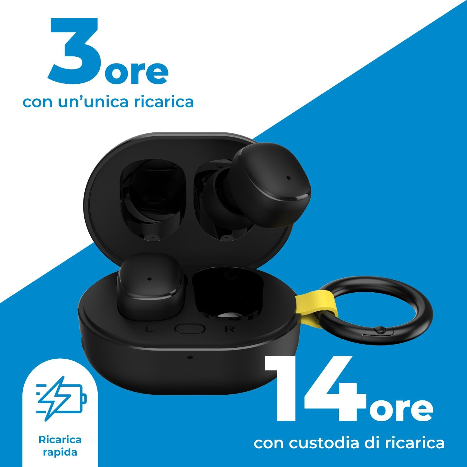 Vultech DRIP Bluetooth 5.4 Headphones, Wireless In-Ear Headphones with Microphone, 14 Hours Total, Touch Control, USB-C Charging, Siri and Google Voice Assistant, Balanced Sound, Android/Ios image number 5