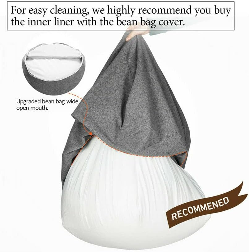 Extra Large Bean Bag Chairs Couch Sofa Cover Indoor Lazy Lounger (Liner Only, XL) image number 5
