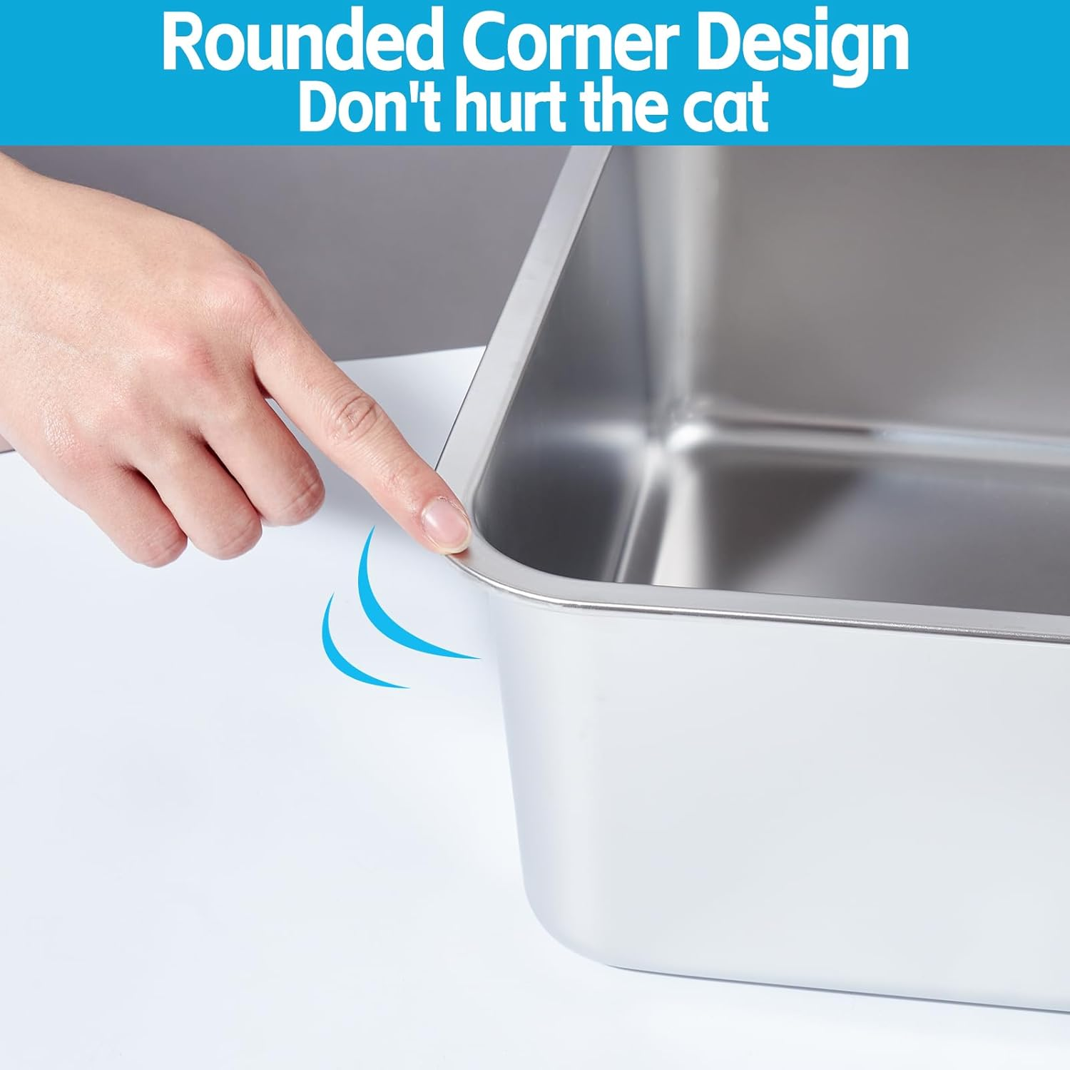 Nyutu Stainless Steel Litter Box - Metal High Sided Cat Litter Box Pan，Odor-Proof,No Stick Easy Clean-No Smell，Large for Cat Litterbox Tray Toilet Pet Supplies for Indoor Kitty, Kitten, Rabbit, Puppy