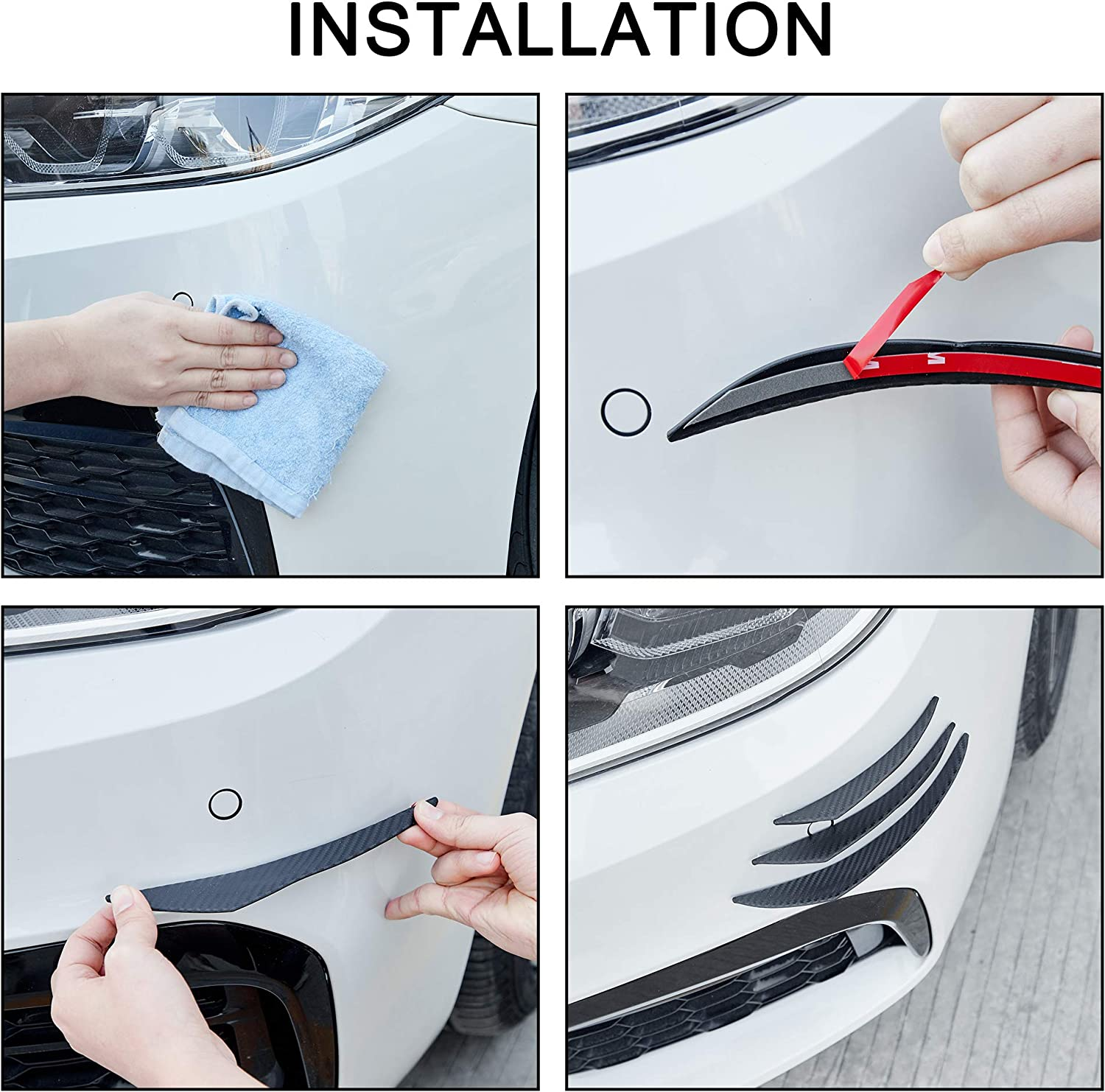 TOMALL 6Pcs Universal Car Front Bumper Lip Splitter Carbon Fiber Exterior Rubber Fins Spoiler Canards Kit for Car Body Auto Anti-Collision Strip Decoration Accessories Stickers for Car (Carbon Fiber) image number 4