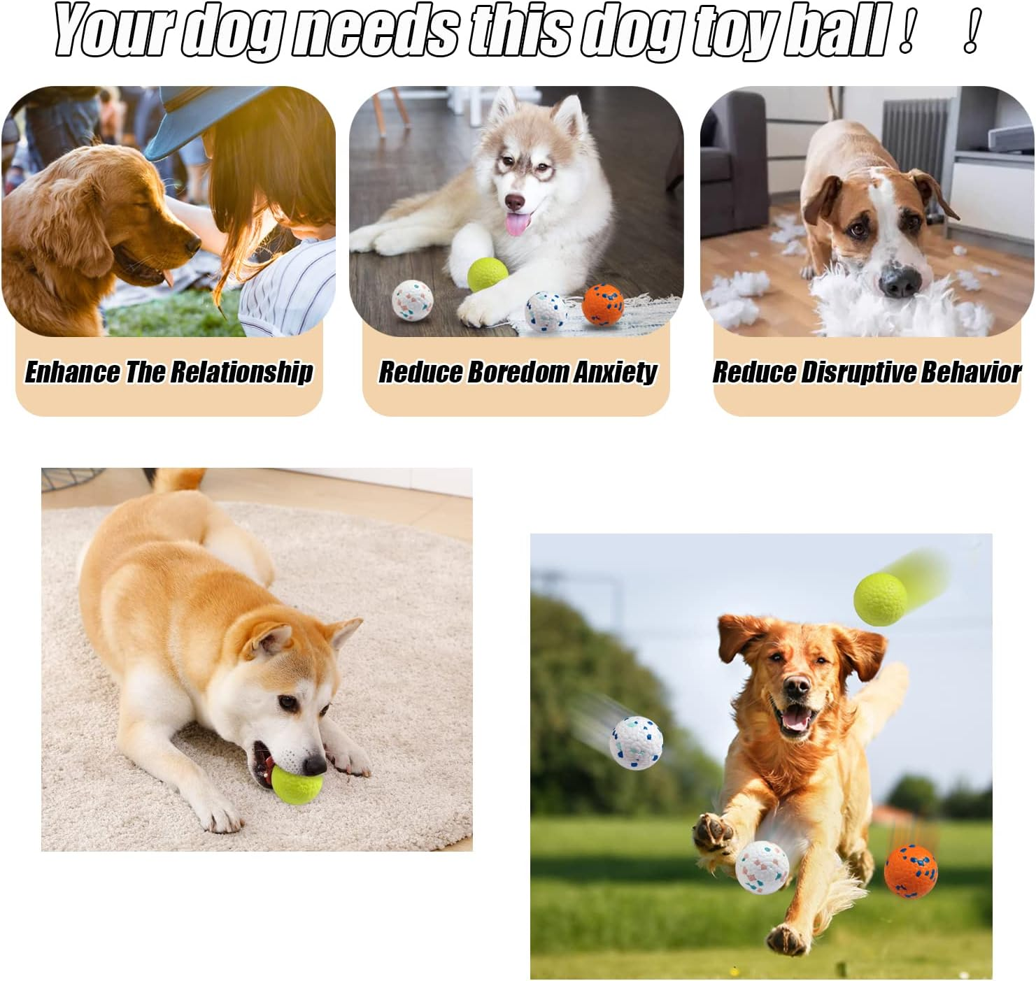 Indestructible Floating Bouncy Dog Balls for Small Breed Puppies - Lightweight, Durable, Odourless - 2.5" (4 Pack) image number 4