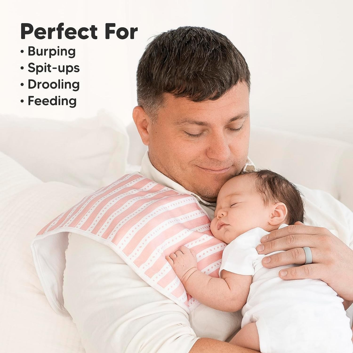 5-Pack Organic Burp Cloths for Baby Boys and Girls - Ultra Absorbent Burping Cloth, Burp Clothes, Newborn Towel - Milk Spit up Rags - Burpy Cloth Bib for Unisex, Boy, Girl (Sweet Charm) - Muted Pastel image number 2