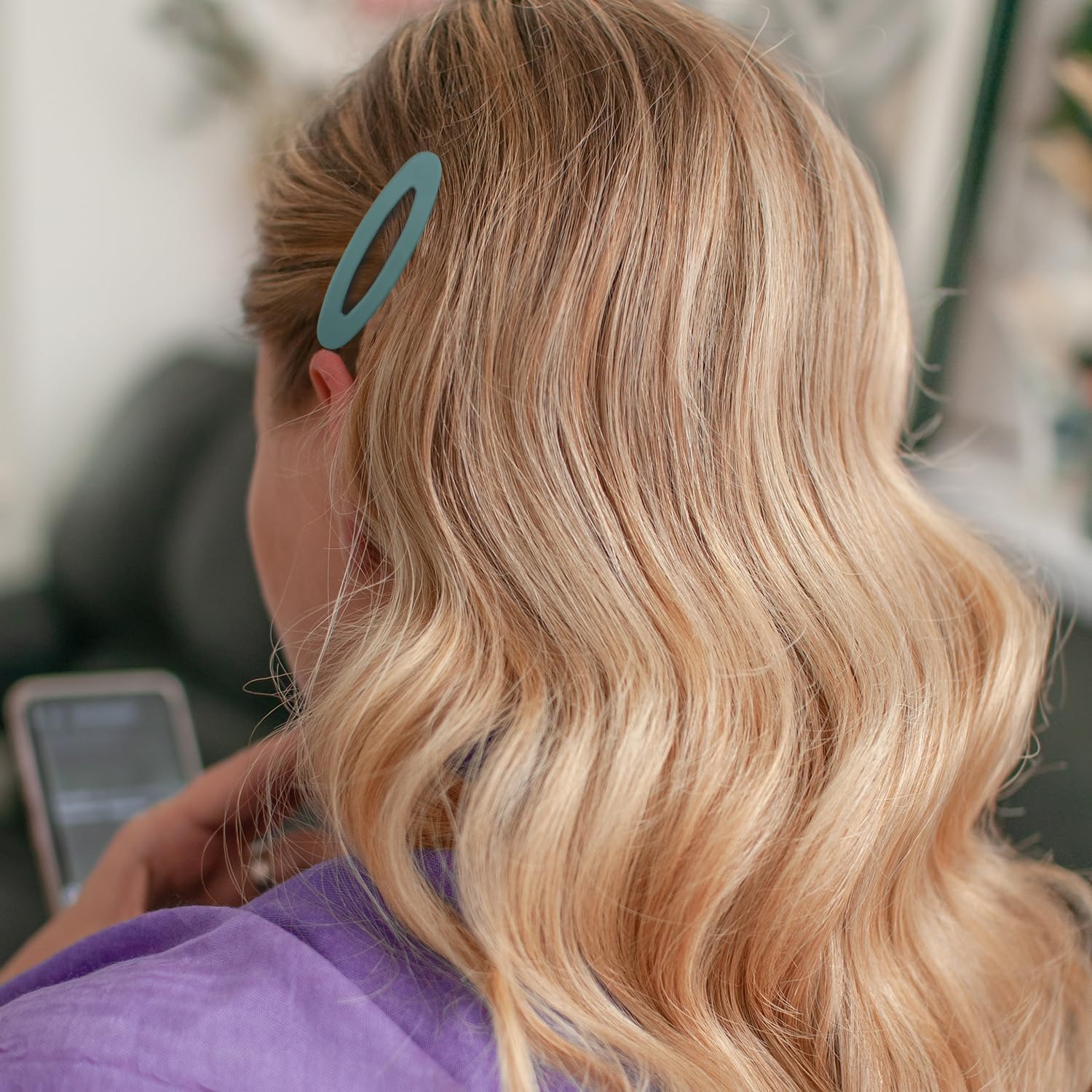 4Pcs 3.5 Inch/9Cm Large Snap Hair Clips, Matte Snap Hair Clips Blue Tone Hair Clip Medium Barrettes Hair Accessories No Slip Snap Clips for Girls and Women Hair Decortions image number 6