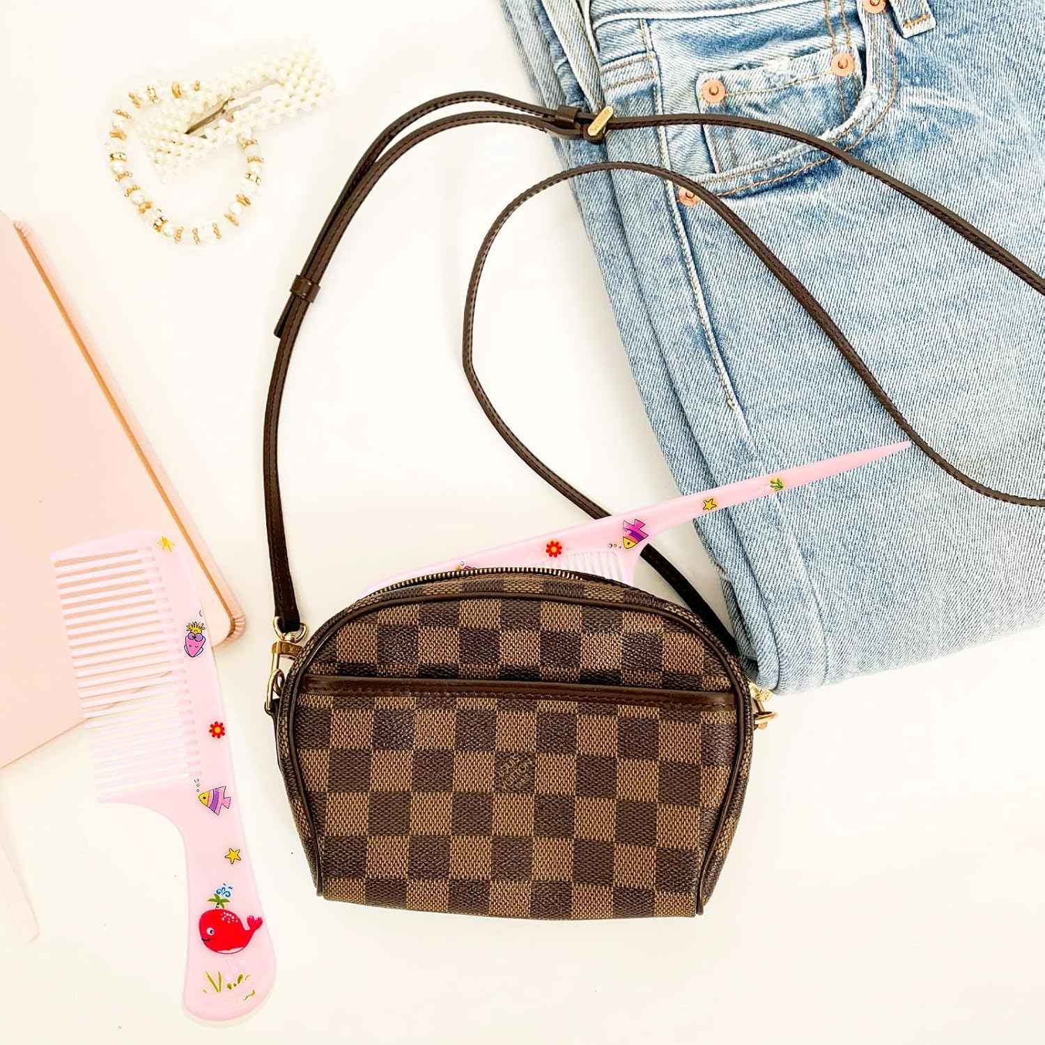 2Pcs Cute Hair Comb Set, Fine Tooth & Rat Tail Styling Comb Mini Baby Plastic Hairbrush Tools Accessories for Toddlers Kids Women All Hair Types (Pink Whale) image number 4