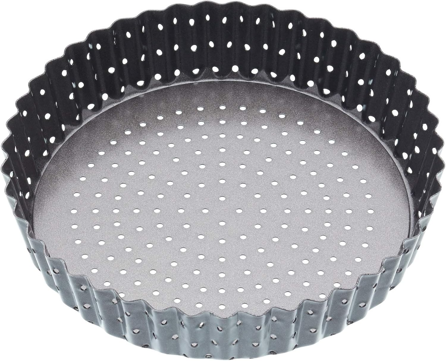 Masterclass Crusty Bake 18 Cm Perforated Quiche Tin with PFOA Non Stick and Loose Bottom, Fluted, Robust 1 Mm Carbon Steel, Grey image number 1