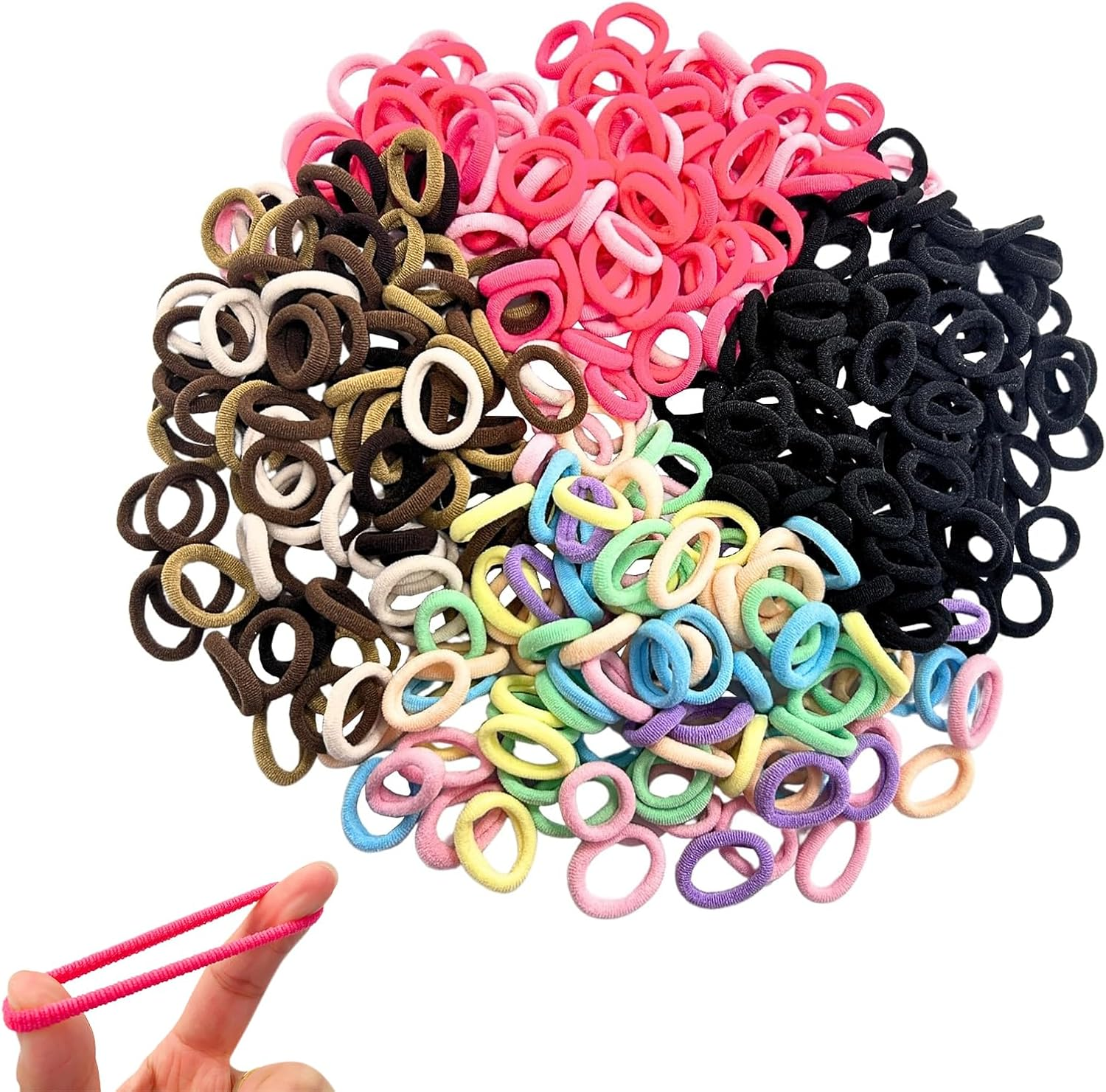 Pack of 400 Hair Bobbles, Mini Hair Bands, Rubber Bands, No Damage Hair Elastics, Colourful Hair Accessories, Girls Durable Hair Clips, for Toddlers, Children and Girls