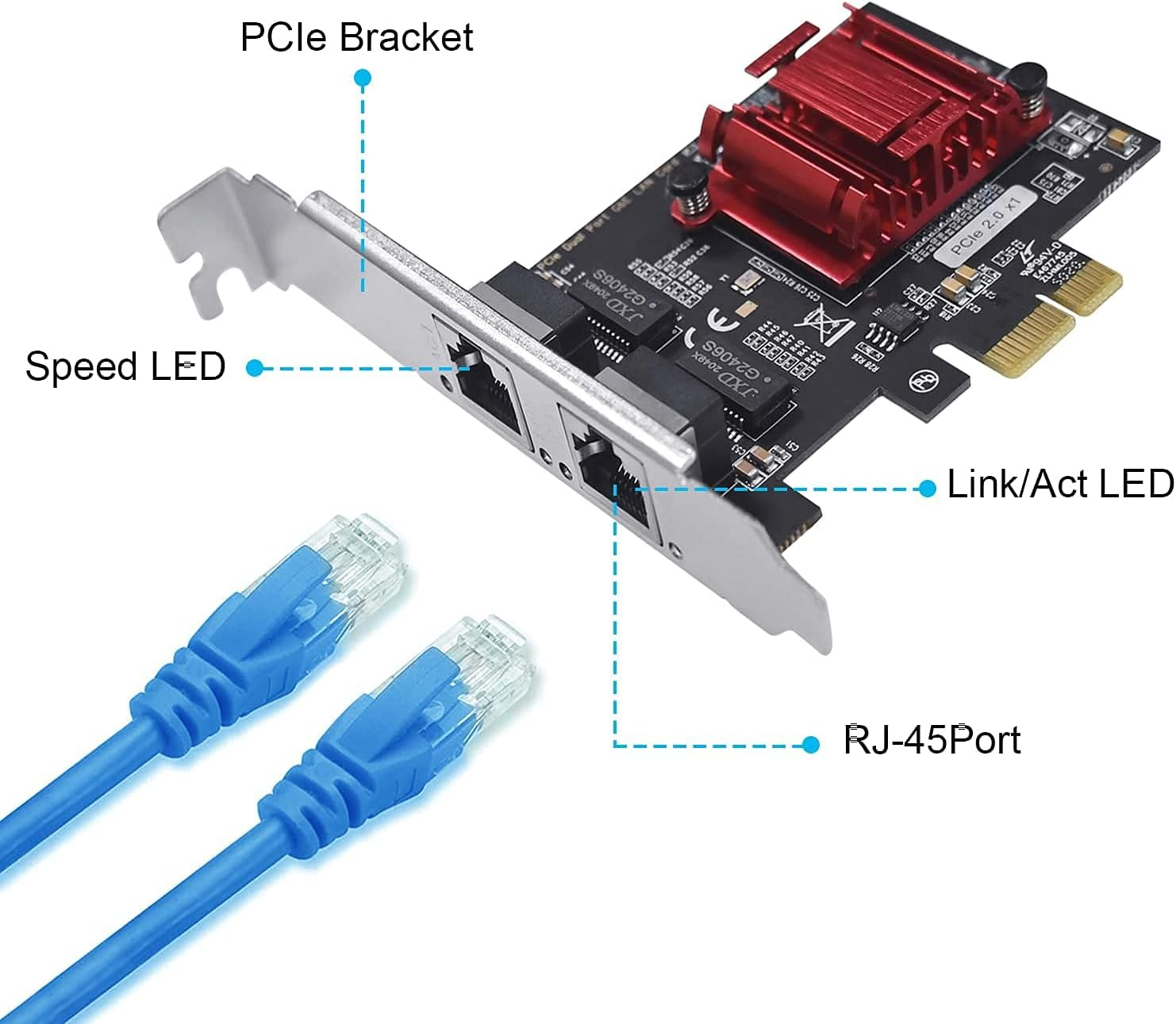 Dual-Port Pcie Gigabit Network Card PCI Express Gigabit Ethernet Adapter with Intel 82576/82575 Ports PCI Express NIC Support PXE for Windows/Windows Server/Linux/Freebsd/Dos with Low Profile image number 1
